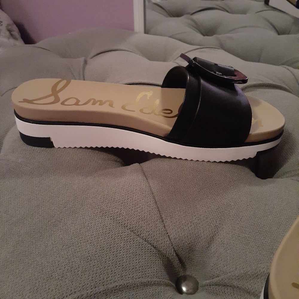 Sam Edelman Black Slide Sandals with Buckle - Picture 5 of 8